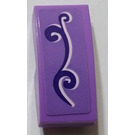 LEGO Medium lavendel Helling 1 x 2 Gebogen met Dark Purple Swirl (Links) Sticker (11477)