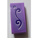LEGO Mittlerer Lavendel Steigung 1 x 2 Gebogen mit Dark Purple Swirl (Recht) Aufkleber (11477)