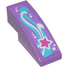LEGO Medium Lavender Slope 1 x 3 Curved with Magenta Star and Wave (Left) Sticker (50950)
