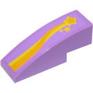 LEGO Medium Lavender Slope 1 x 3 Curved with Orange and Yellow Shooting Star (Left) Sticker (50950)
