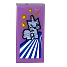 LEGO Medium Lavender Tile 1 x 2 with Unikitty Sticker with Groove (3069)