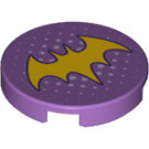 LEGO Medium lavendel Tegel 2 x 2 Ronde met Batgirl logo met Studhouder aan de onderzijde (14769 / 33360)