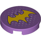 LEGO Medium Lavendel Bricka 2 x 2 Runda med Batgirl logotyp med nedre knopphållare (14769 / 33360)