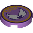 LEGO Medium Lavender Tile 2 x 2 Round with Elves Wind Power Symbol with Bottom Stud Holder (14769 / 20300)