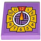 LEGO Medium lavendel Tegel 2 x 2 met Clock Sticker met groef (3068)