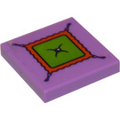 LEGO Medium Lavender Tile 2 x 2 with Cushion with Button Sticker with Groove (3068)