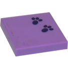 LEGO Medium Lavender Tile 2 x 2 with Paw Prints Sticker with Groove (3068)