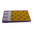 LEGO Medium lavendel Tegel 2 x 4 met Blanket met Anchors Sticker (87079)