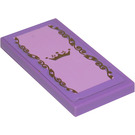 LEGO Medium Lavender Tile 2 x 4 with Gold Crown and Gold Swirls Sticker (87079)