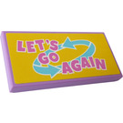 LEGO Medium lavendel Tegel 2 x 4 met 'LET'S GO AGAIN' Sticker (87079)