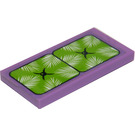LEGO Medium Lavender Tile 2 x 4 with Lime Seat Cushion Sticker (87079)