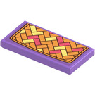 LEGO Medium Lavender Tile 2 x 4 with Orange Herringbone Pattern Cushion Sticker (87079)