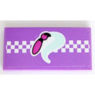 LEGO Medium Lavender Tile 2 x 4 with Paint Brush and Checkered Background Sticker (87079)