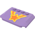 LEGO Medium lavendel Wig 4 x 6 Gebogen met Oranje en Geel Shooting Star Sticker (52031)