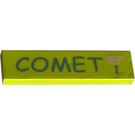 LEGO Medium Lime Tile 1 x 4 with 'COMET' and '1' Sticker (2431)