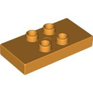 LEGO Medium Oranje Duplo Tegel 2 x 4 x 0.33 met 4 Midden Studs (Dik) (6413)