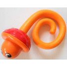 LEGO Mittlere Orange Primo spiral Schwanz mit Orange Kopf/Gesicht auf rot Base