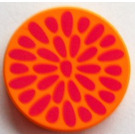 LEGO Medium Orange Tile 2 x 2 Round with Magenta Petals Pattern with "X" Bottom (4150 / 44828)