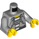 LEGO Mittleres Steingrau Bandit / Gefangene(r), Hooded Torso, mit '60675' auf Striped Hemd. Torso (973 / 76382)