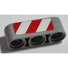 LEGO Medium Stone Gray Beam 3 with Red and White Danger Stripes (Left) Sticker (32523)