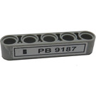 LEGO Medium Stone Gray Beam 5 with 'PB 9187' License Plate Sticker (32316)
