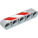 LEGO Medium Stone Gray Beam 5 with Red and White Danger Stripes (Left) Sticker (32316)