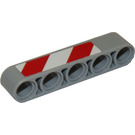 LEGO Medium Stone Gray Beam 5 with Red and White Danger Stripes (Right) Sticker (32316)