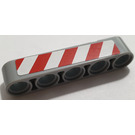 LEGO Medium Stone Gray Beam 5 with Red and White Danger Stripes Sticker (32316)