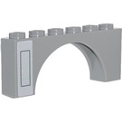 LEGO Medium Stone Gray Arch 1 x 6 x 2 with Black Frame left Sticker Medium Thickness Top