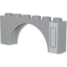 LEGO Medium Stone Gray Arch 1 x 6 x 2 with Black Frame right Sticker Medium Thickness Top