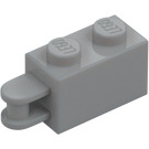 LEGO Medium Stone Gray Brick 1 x 2 with Handle (Inset) (Inset Shaft) (26597)