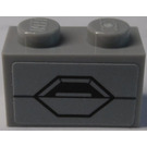 LEGO Medium Stone Gray Brick 1 x 2 with SW AT-ST Hexagon Panel Sticker with Bottom Tube (3004)
