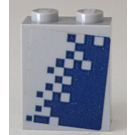 LEGO Medium Stone Gray Brick 1 x 2 x 2 with Dark Blue Pixelated Gradient - Left Side Sticker with Inside Stud Holder (3245)