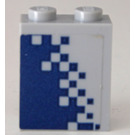 LEGO Gris pierre moyen Brique 1 x 2 x 2 avec Dark Bleu Pixelated Gradient - Droite Côté Autocollant avec porte-goujon intérieur (3245)