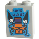 LEGO Medium Stone Gray Brick 1 x 2 x 2 with 'SKIVING SNACKBOX', Box, Figures Sticker with Inside Stud Holder (3245)