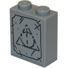 LEGO Medium Steengrijs Steen 1 x 2 x 2 met Triangle Tombstone Sticker met Stud houder aan de binnenzijde (3245)