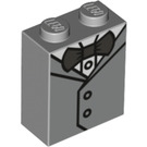 LEGO Medium Stone Gray Brick 1 x 2 x 2 with Waistcoat and bowtie with Inside Stud Holder (3245 / 66771)