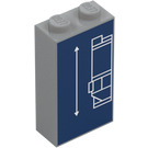 LEGO Середній камінь сірий Цегла 1 x 2 x 3 з автомобіль Задня Bumper з Spoiler Schematic (22886 / 101703)