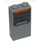 LEGO Medium Stone Gray Brick 1 x 2 x 3 with Metal Plates Sticker (22886)
