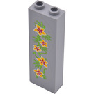 LEGO Medium Stone Gray Brick 1 x 2 x 5 with Trailing Flowers Sticker with Stud Holder (2454)