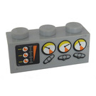 LEGO Medium Stone Gray Brick 1 x 3 with Gauges and Valves Sticker (3622)