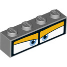 LEGO Medium Stone Gray Brick 1 x 4 with Blue eyes with eyelids (3010 / 33677)