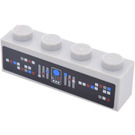 LEGO Medium Stone Gray Brick 1 x 4 with Control Panel Sticker (3010)