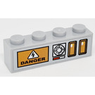 LEGO Mittleres Steingrau Backstein 1 x 4 mit 'DANGER' Aufkleber (3010)