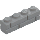 레고 미디엄 스톤 그레이 벽돌 1 x 4 ~와 함께 Embossed Bricks (15533)