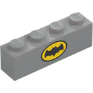 LEGO Medium steengrijs Steen 1 x 4 met Klein Geel Batman logo (3010)