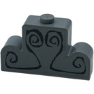 LEGO Medium Steengrijs Steen 1 x 4 x 2 met Centre Stud Top met Dark Grijs Engravings Sticker (4088)