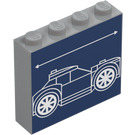 LEGO Gris Pierre Moyen Brique 1 x 4 x 3 avec Voiture Schematic (Sloped Retour Fenêtre) (49311 / 101414)