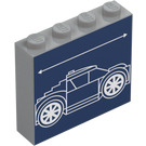 LEGO Gris Pierre Moyen Brique 1 x 4 x 3 avec Voiture Schematic (Stepped Retour Fenêtre) (49311 / 101415)