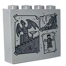 LEGO Mittleres Steingrau Backstein 1 x 4 x 3 mit Gargoyle, Drachen, Hulk Posters Aufkleber (49311)